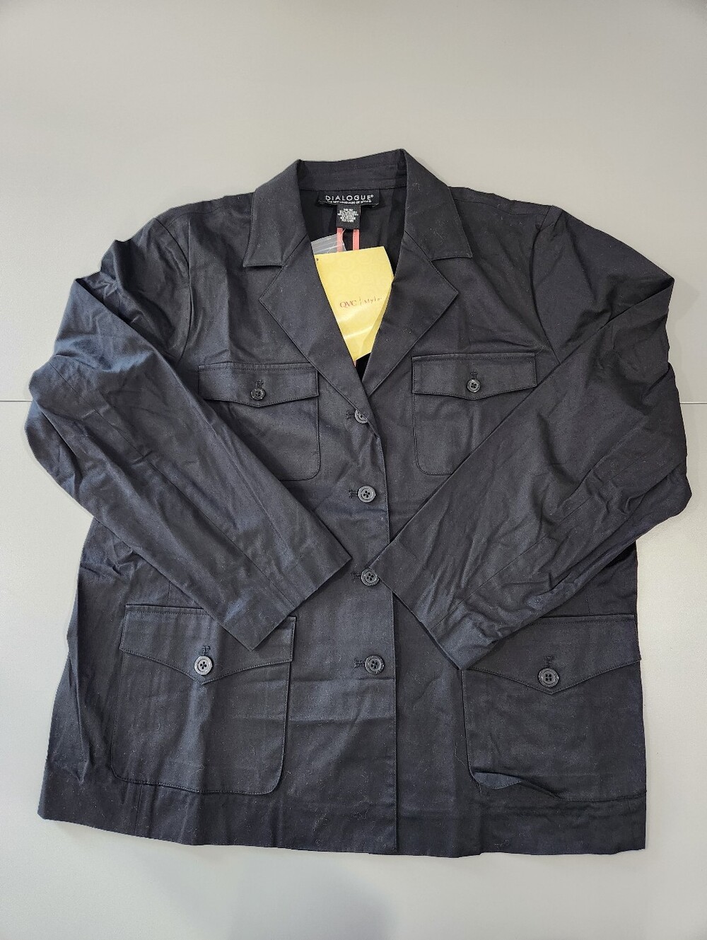 Dialogue QVC Womens 1X 18W Button Black Surgeon Cuff Lined Business Blazer NWT